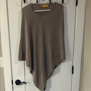 Handmade 100% Cashmere Poncho Shawl Taupe Brown Soft Luxe One Size Nepal